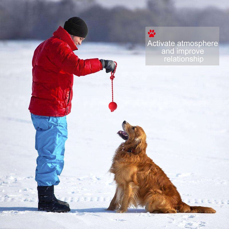 UEETEK Dog Training Ball on Rope : 2.95 Inch Diameter Rubber Rope Ball Dog Toy for Puppy Fetch Catch Throw Training (Red) - Image 5